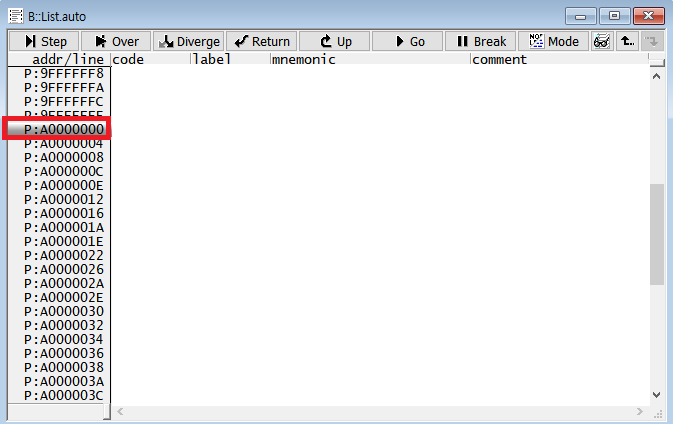 TRACE32 List.auto 창